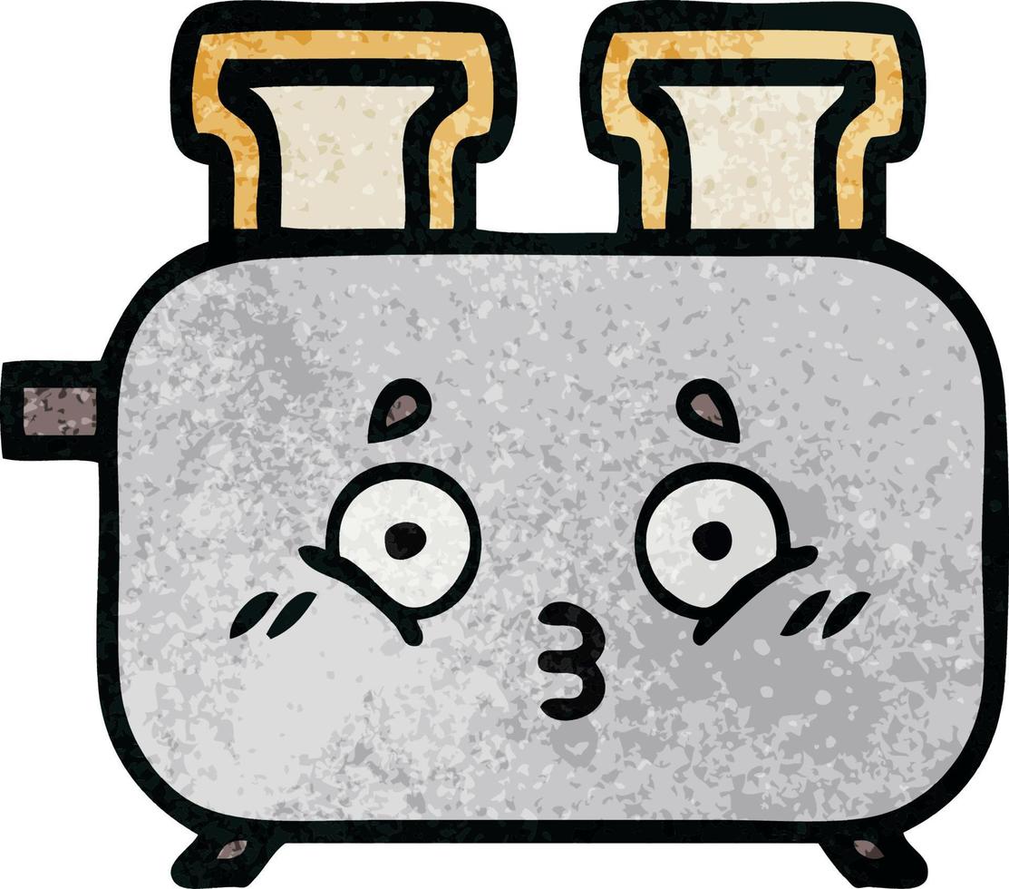 retro grunge texture cartoon of a toaster vector