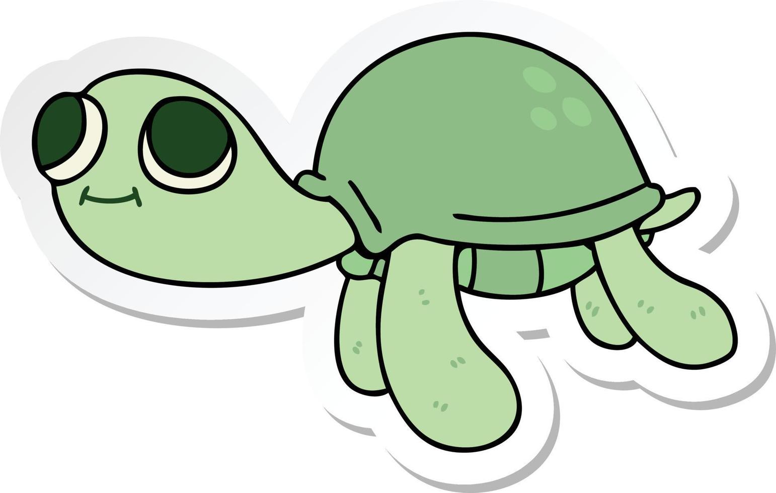 sticker of a quirky hand drawn cartoon turtle vector