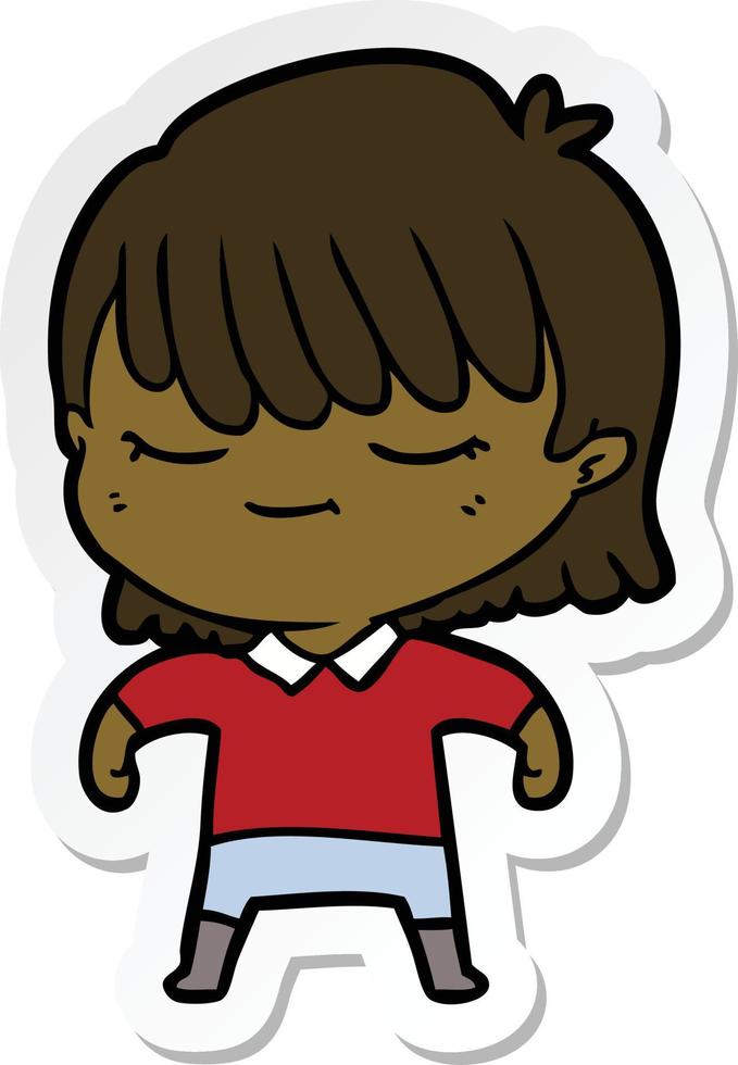 sticker of a cartoon woman vector
