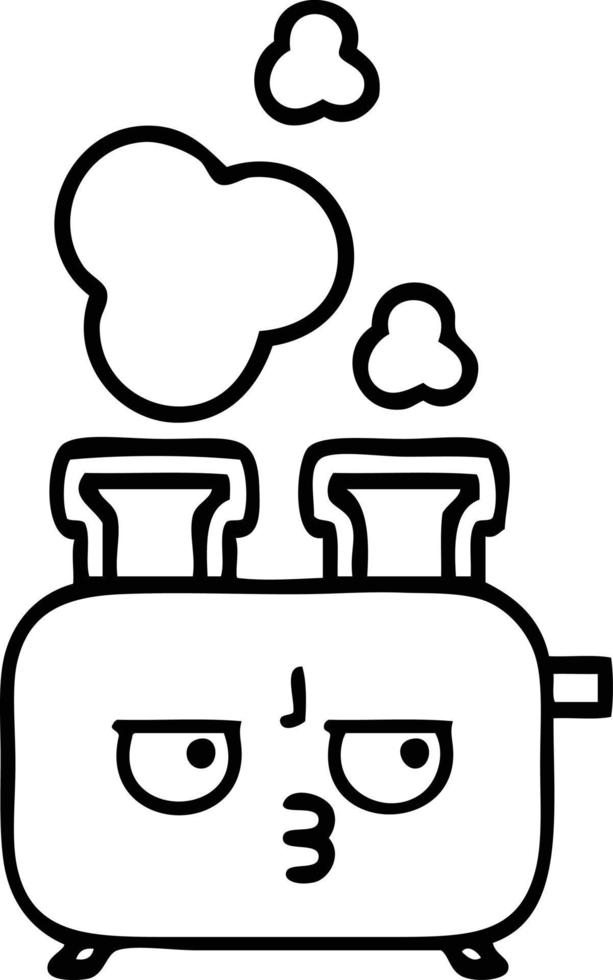 line drawing cartoon of a toaster vector