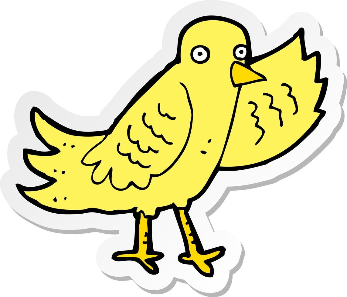 sticker of a cartoon waving bird vector