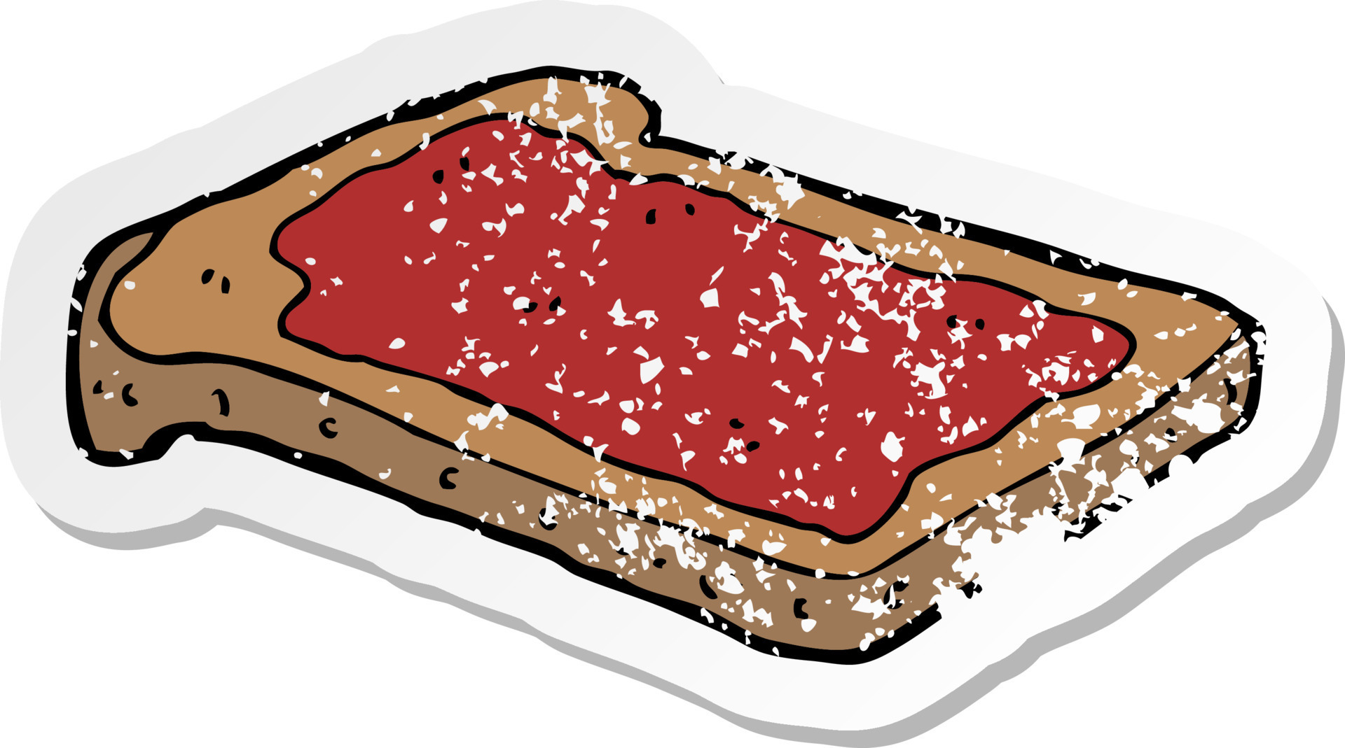 retro distressed sticker of a cartoon jam on toast 10545468 Vector Art
