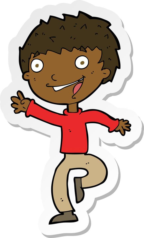 sticker of a cartoon excited boy vector