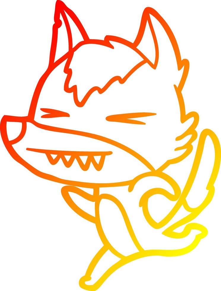 warm gradient line drawing angry wolf running vector