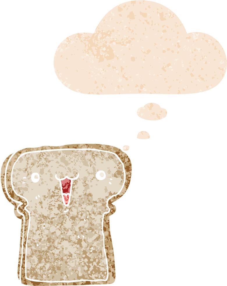 cartoon illustration and thought bubble in retro textured style vector