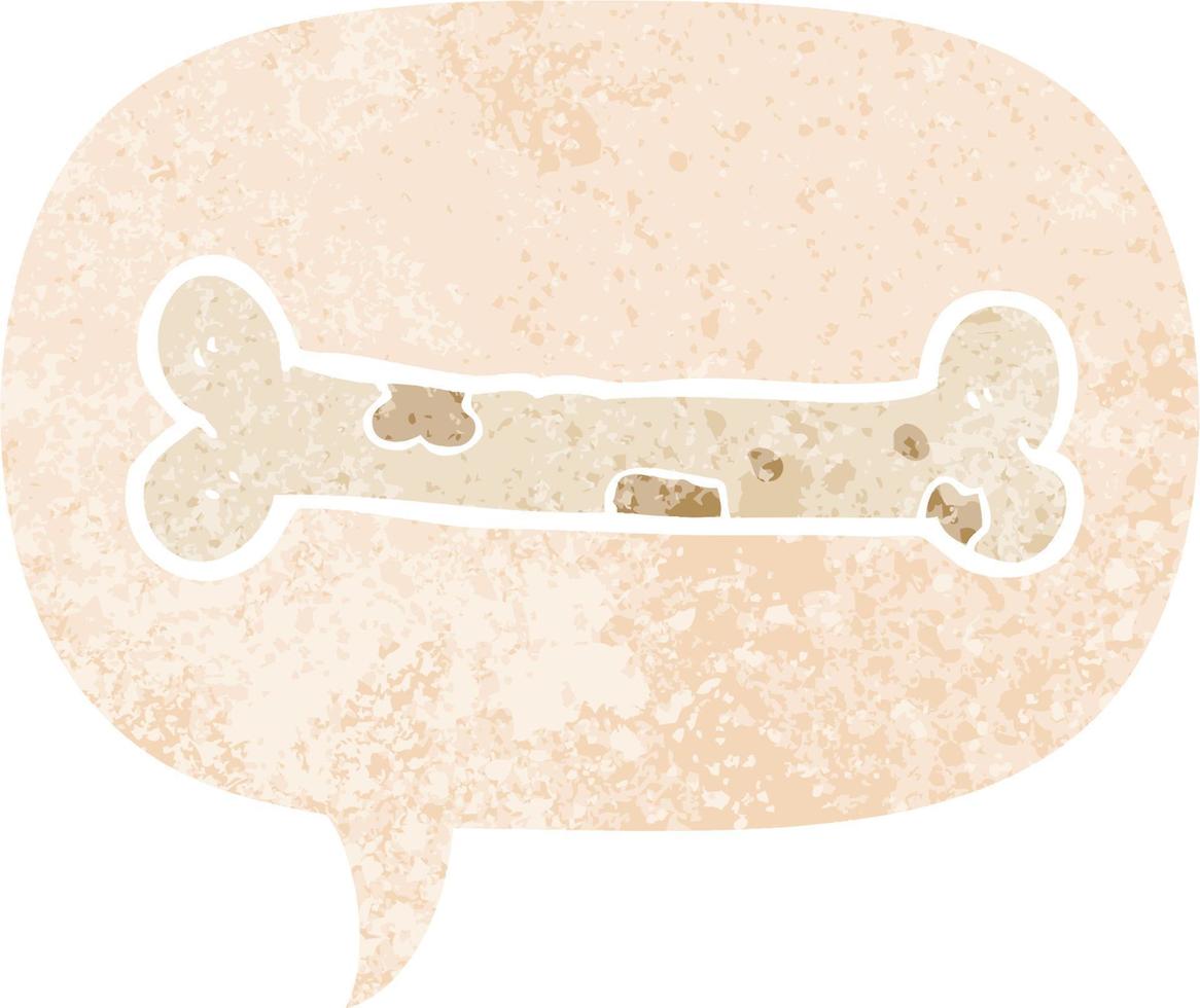cartoon bone and speech bubble in retro textured style vector