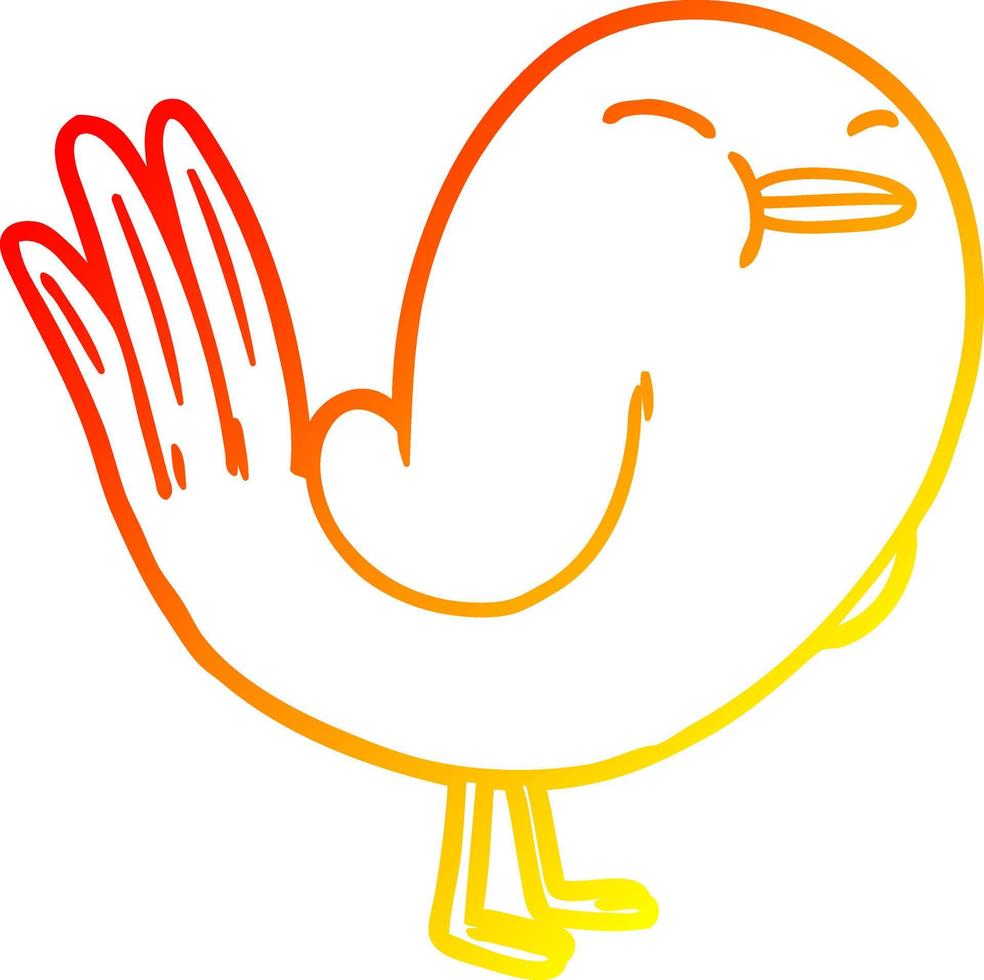 warm gradient line drawing cartoon bird vector