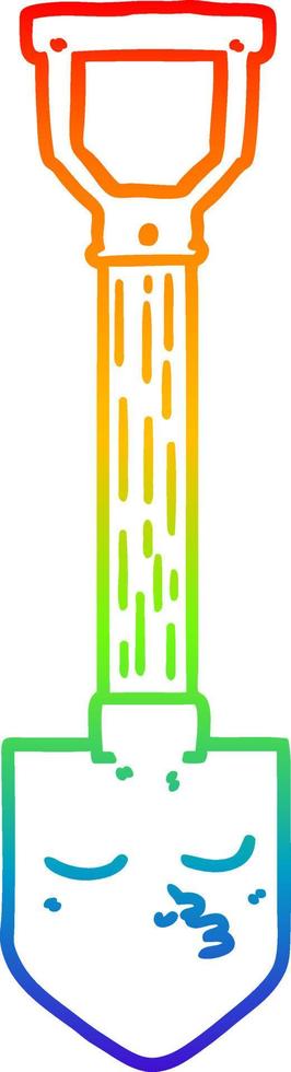 rainbow gradient line drawing cartoon shovel vector