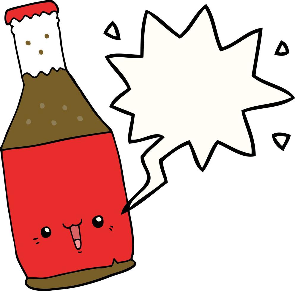 cartoon beer bottle and speech bubble vector