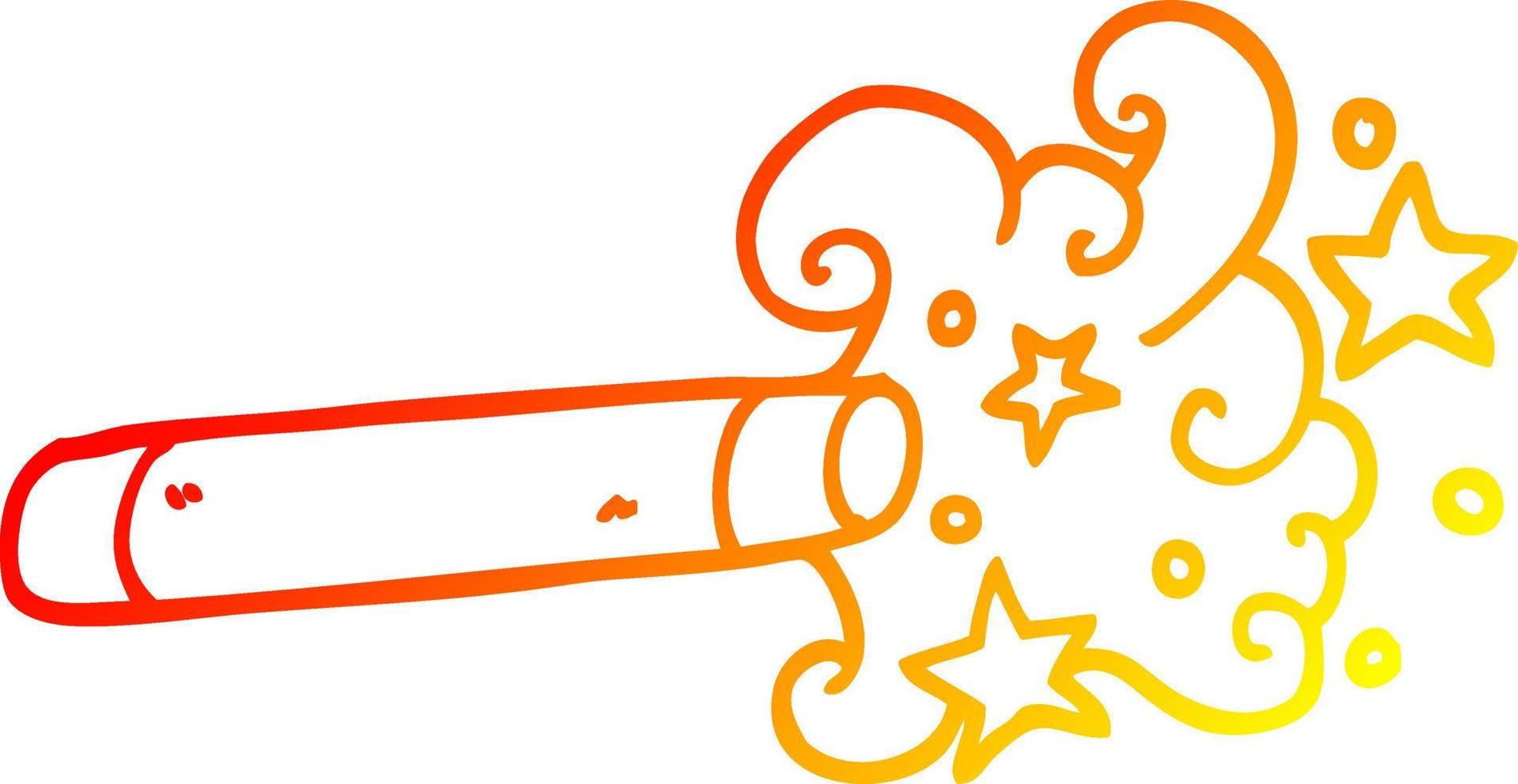 warm gradient line drawing cartoon magician wand vector