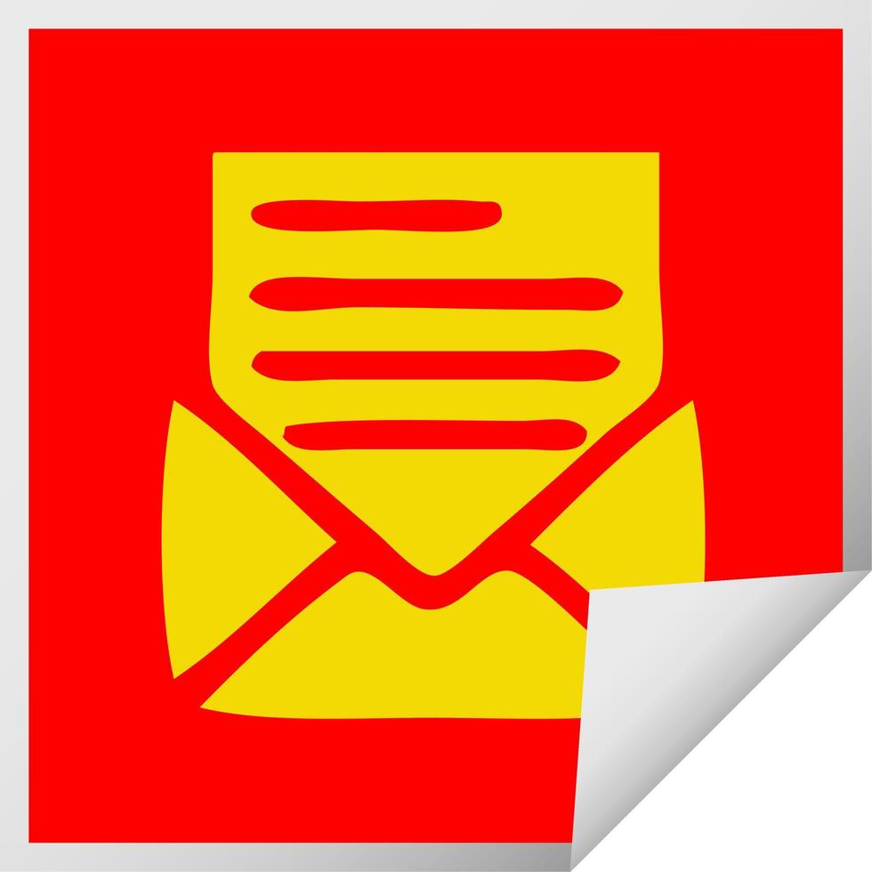 square peeling sticker cartoon letter and envelope vector