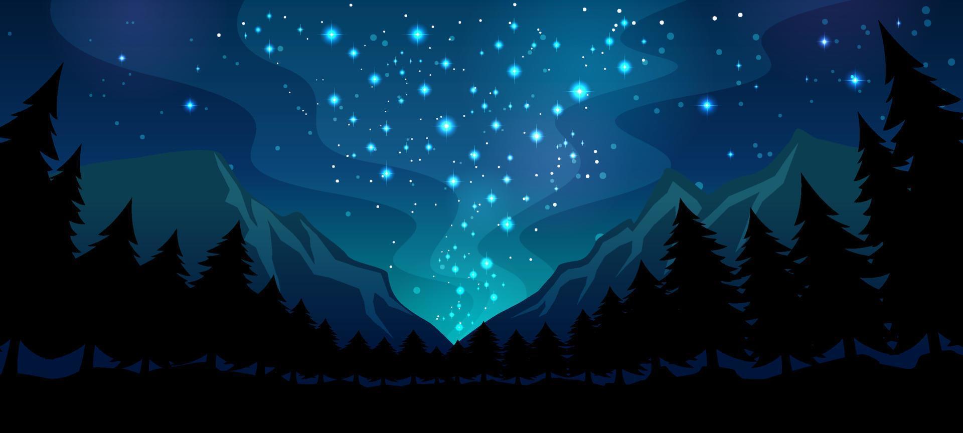 paisaje natural con fondo de vía láctea vector