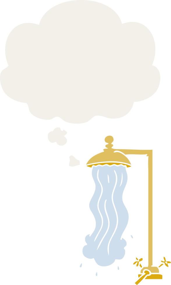 cartoon shower and thought bubble in retro style vector