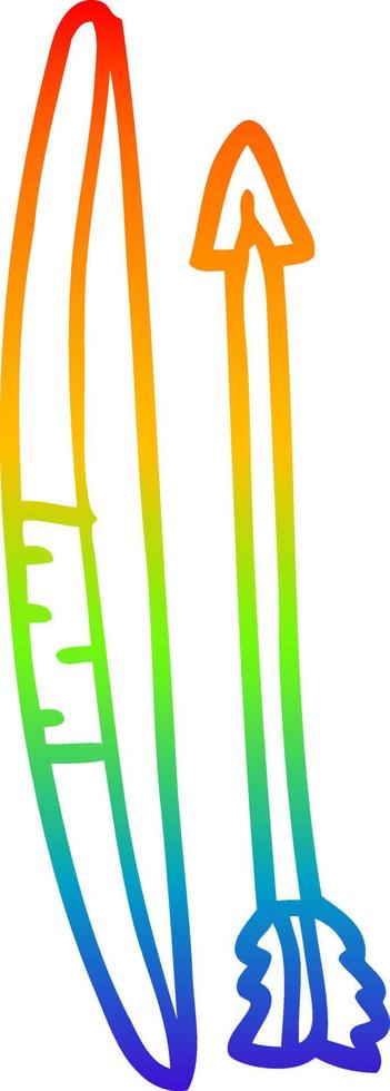 rainbow gradient line drawing cartoon bow and arrow vector