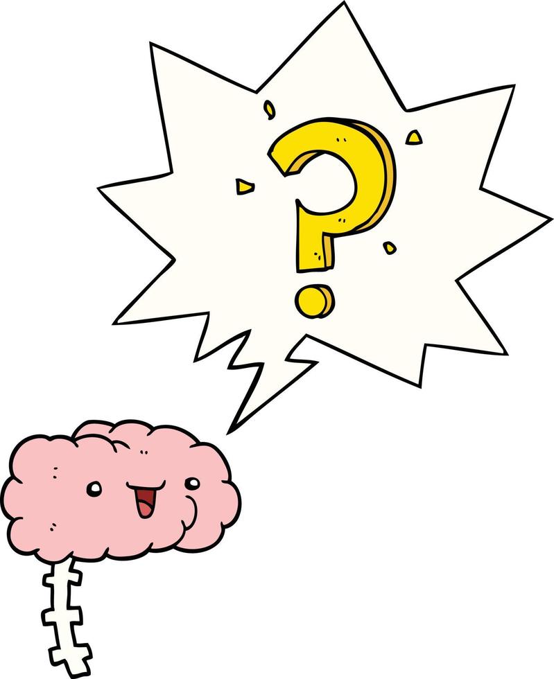 cartoon curious brain and speech bubble vector