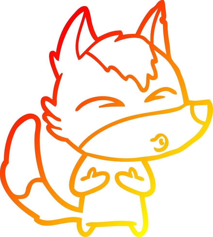 warm gradient line drawing cartoon wolf whistling vector