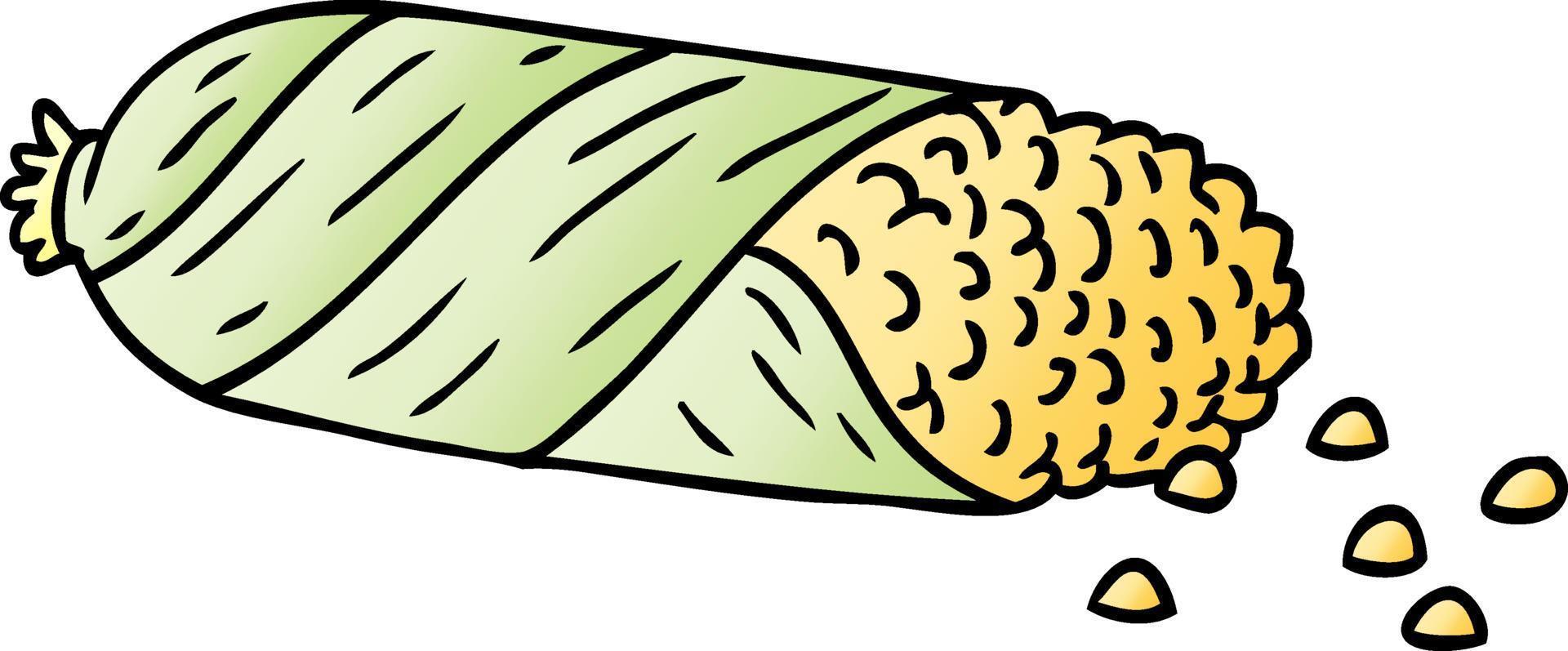 gradient cartoon doodle of fresh corn on the cob vector