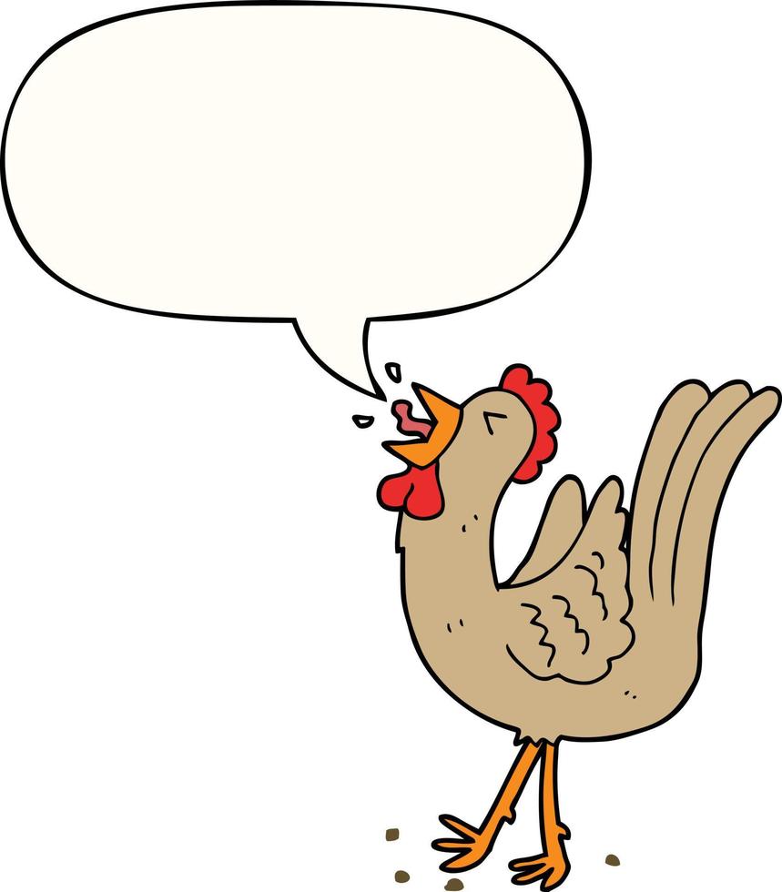 cartoon crowing cockerel and speech bubble vector