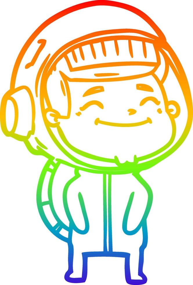 rainbow gradient line drawing happy cartoon astronaut vector