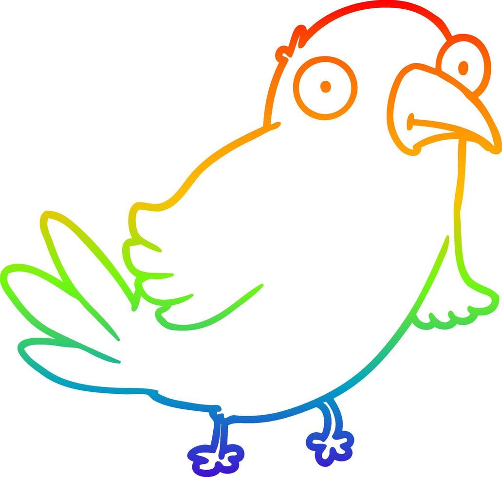 rainbow gradient line drawing cartoon bird vector