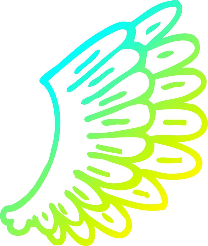 línea de gradiente frío dibujo alas de ángel de dibujos animados vector