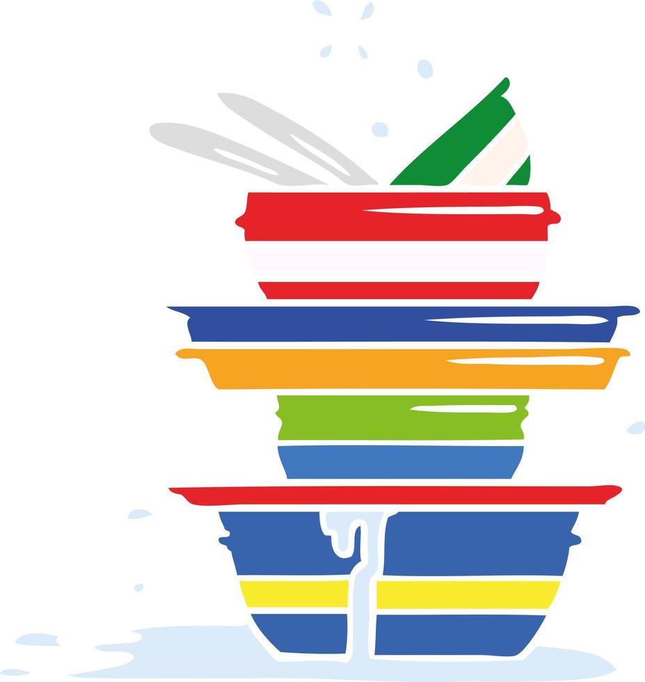 cartoon doodle of a stack of dirty plates vector