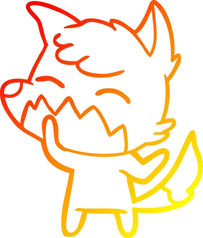 warm gradient line drawing cartoon fox vector