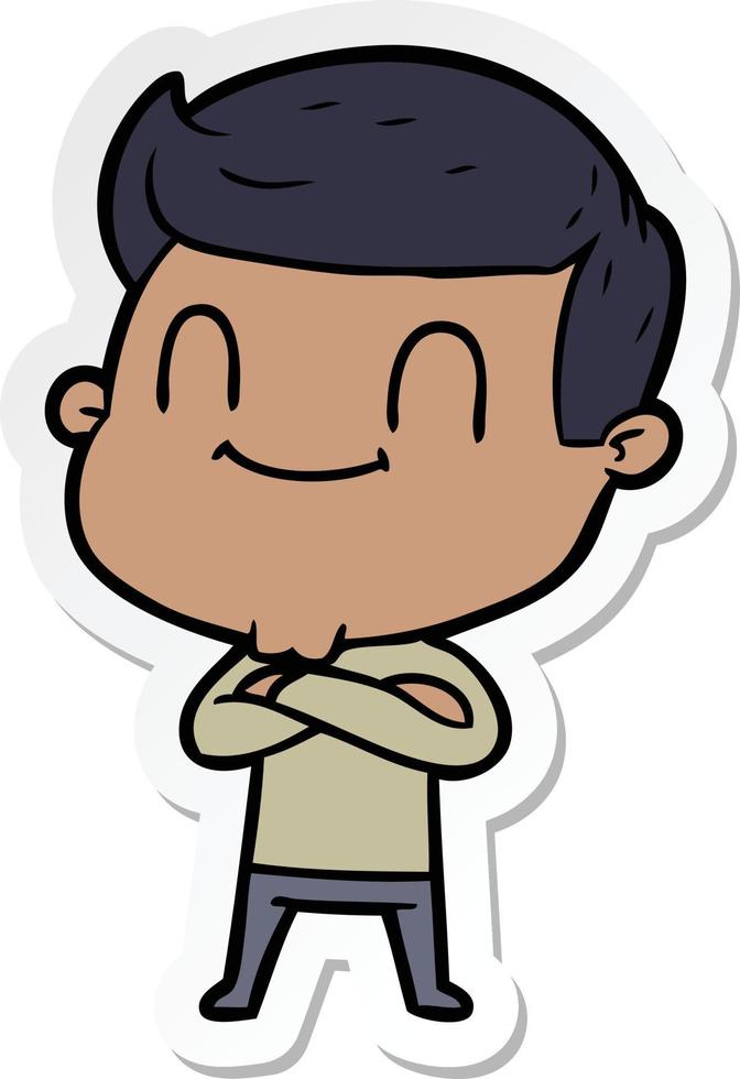 sticker of a cartoon friendly man vector