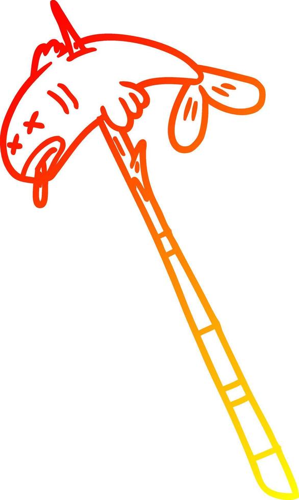 warm gradient line drawing cartoon fish speared vector