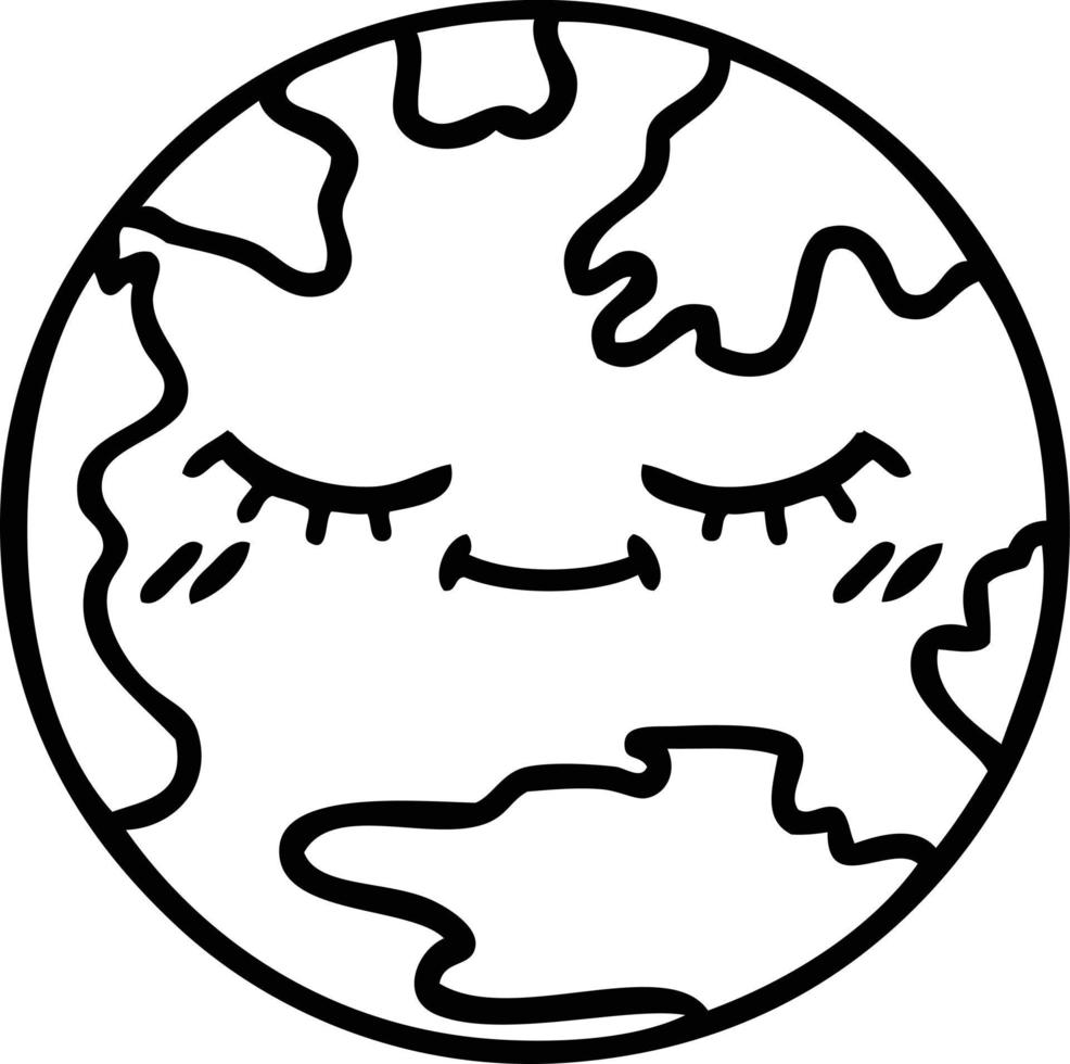 line drawing cartoon planet earth vector