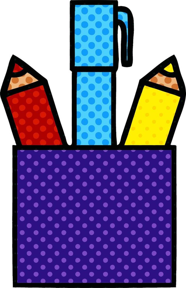 comic book style cartoon pencil pot vector