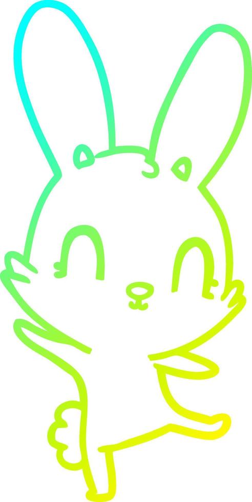 cold gradient line drawing cute cartoon rabbit dancing vector