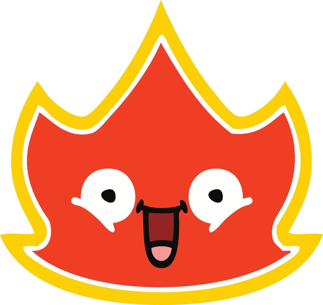 flat color retro cartoon fire vector