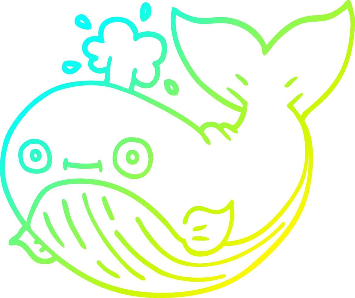 cold gradient line drawing cartoon whale vector
