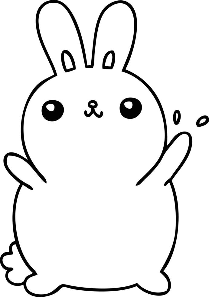quirky line drawing cartoon rabbit vector