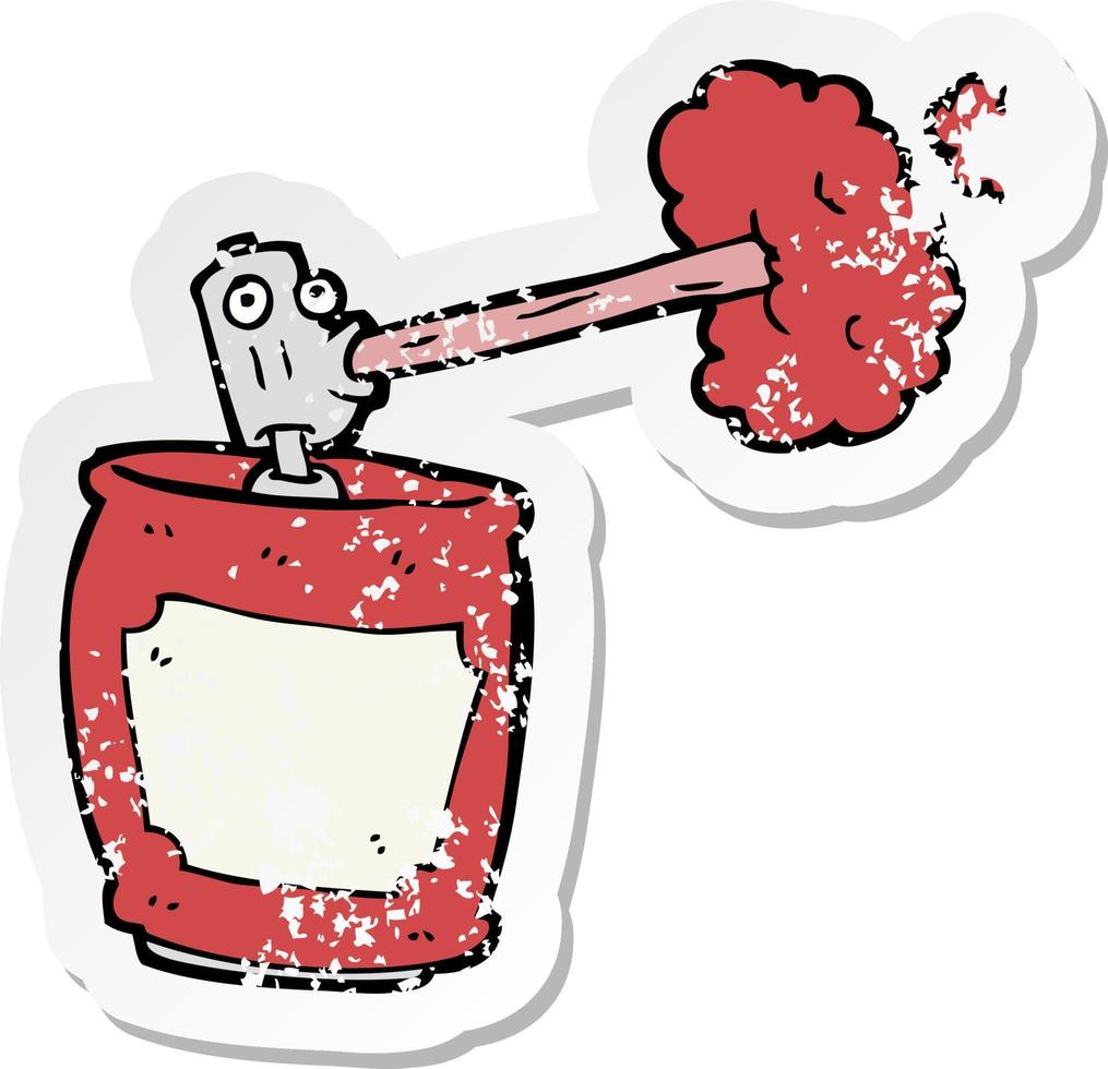 retro distressed sticker of a cartoon spray can vector