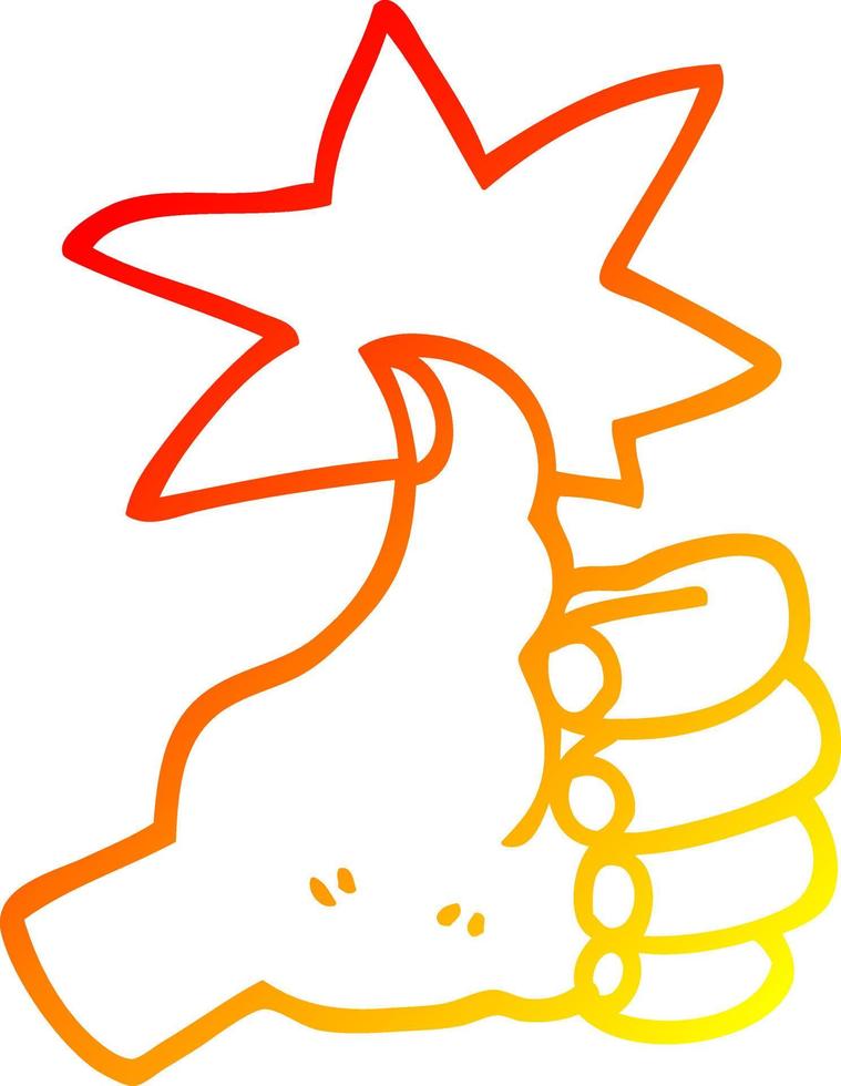 warm gradient line drawing cartoon thumbs up symbol vector