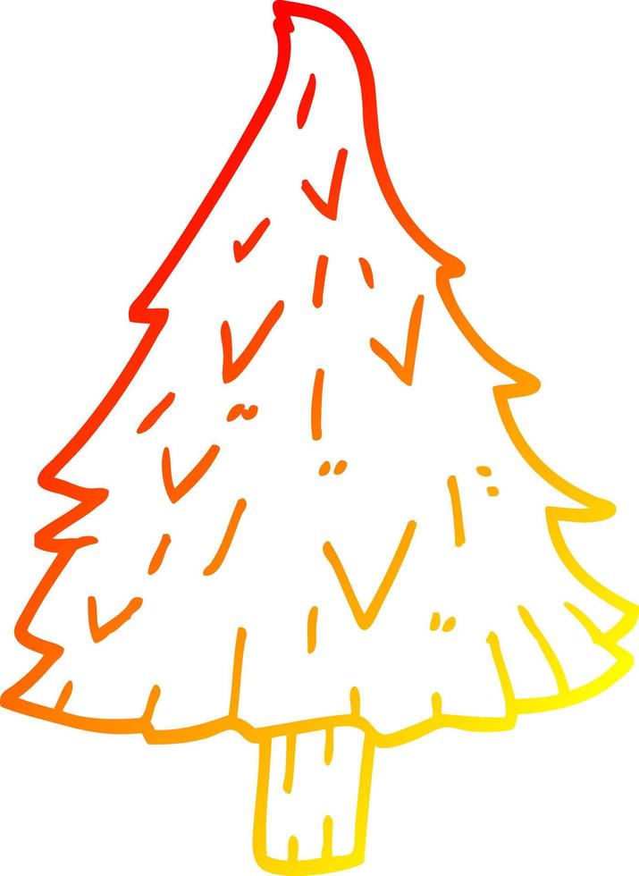 árbol de navidad de dibujos animados de dibujo lineal de gradiente cálido vector