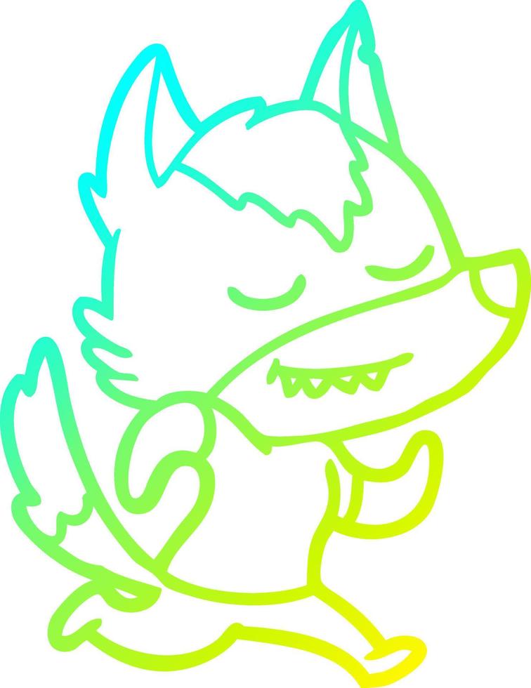 cold gradient line drawing friendly cartoon wolf vector