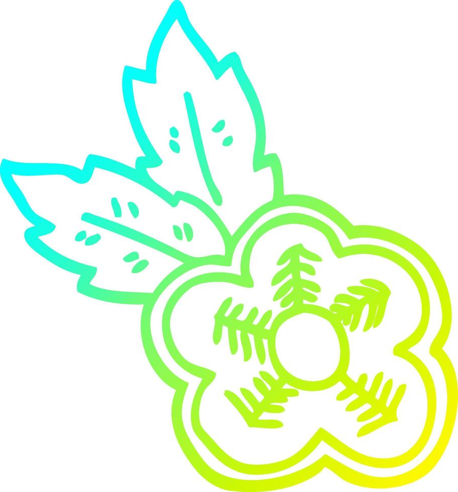 cold gradient line drawing cartoon rose tattoo symbol vector