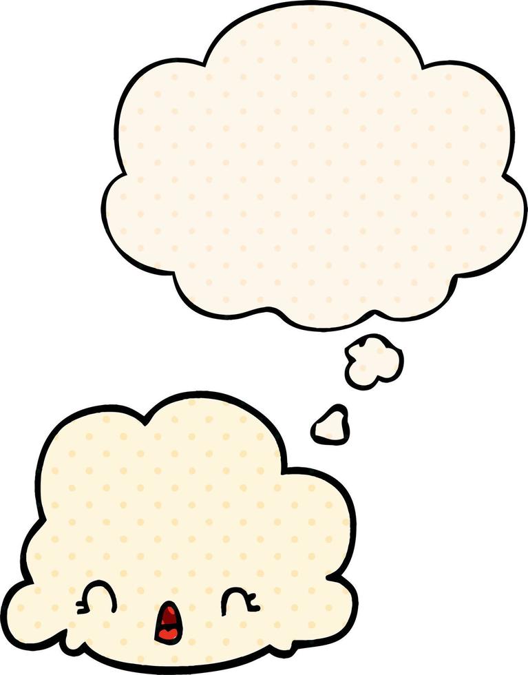 cartoon cloud and thought bubble in comic book style vector