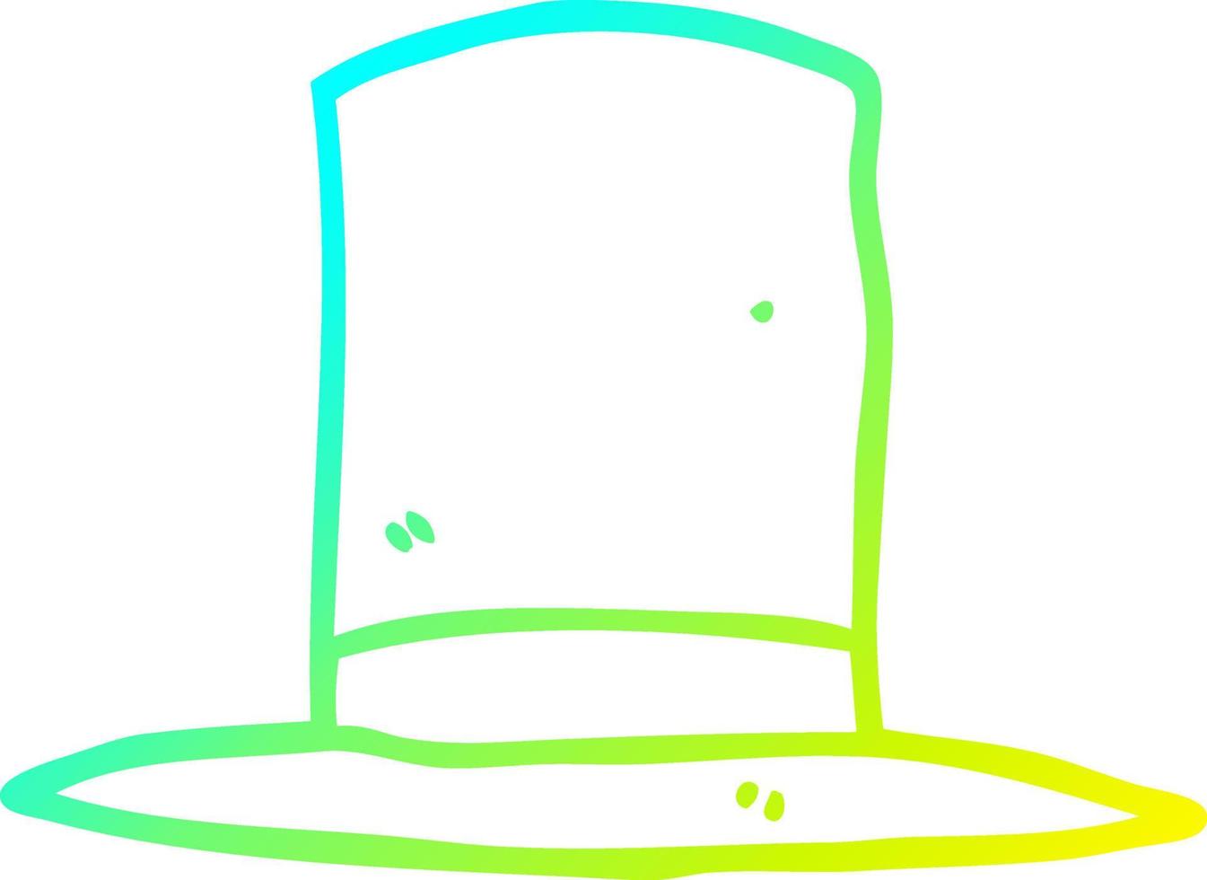 sombrero de copa de dibujos animados de dibujo de línea de gradiente frío vector