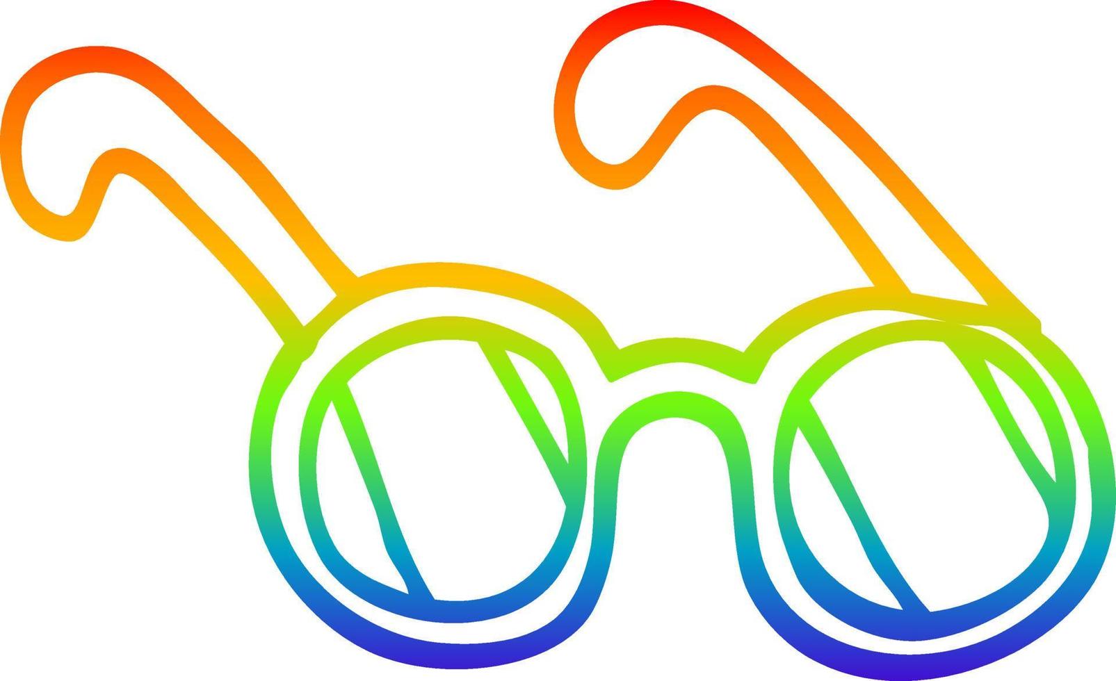 gafas de sol de dibujos animados de dibujo de línea de degradado de arco iris vector