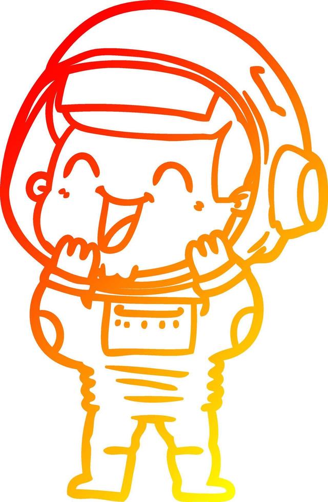 warm gradient line drawing happy cartoon astronaut vector