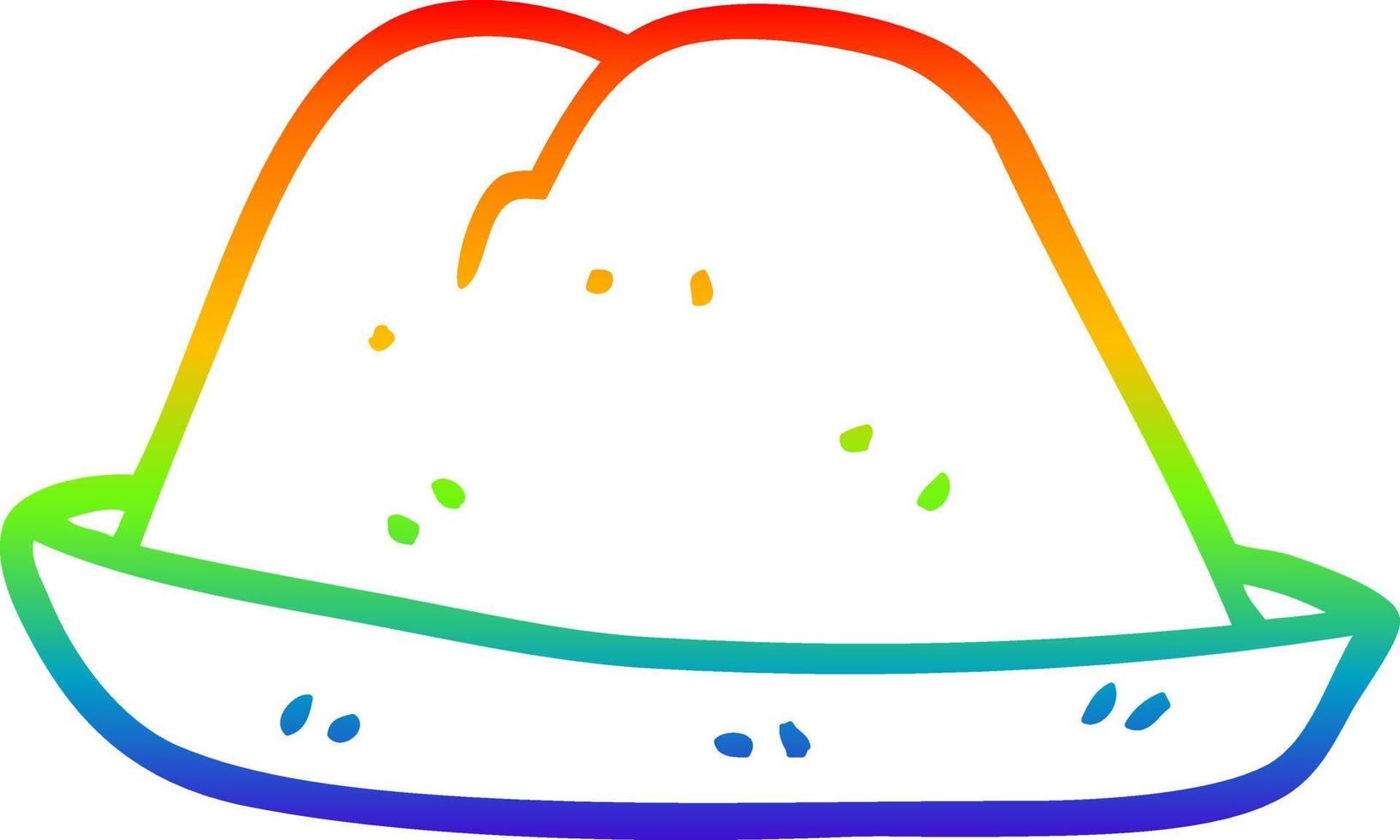 rainbow gradient line drawing cartoon hat vector
