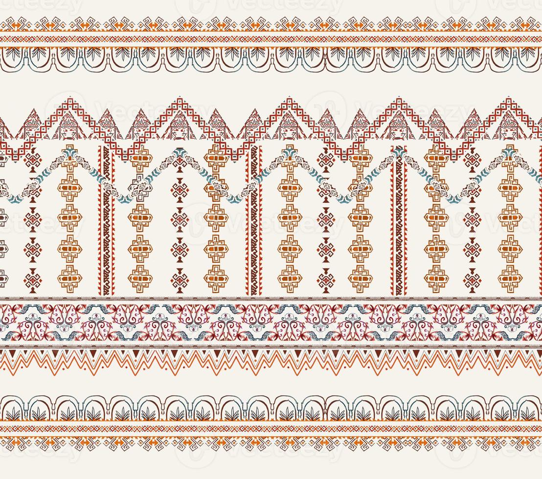 Folk pattern made with ethnic motifs hand draw, boho style for textile fabrics photo
