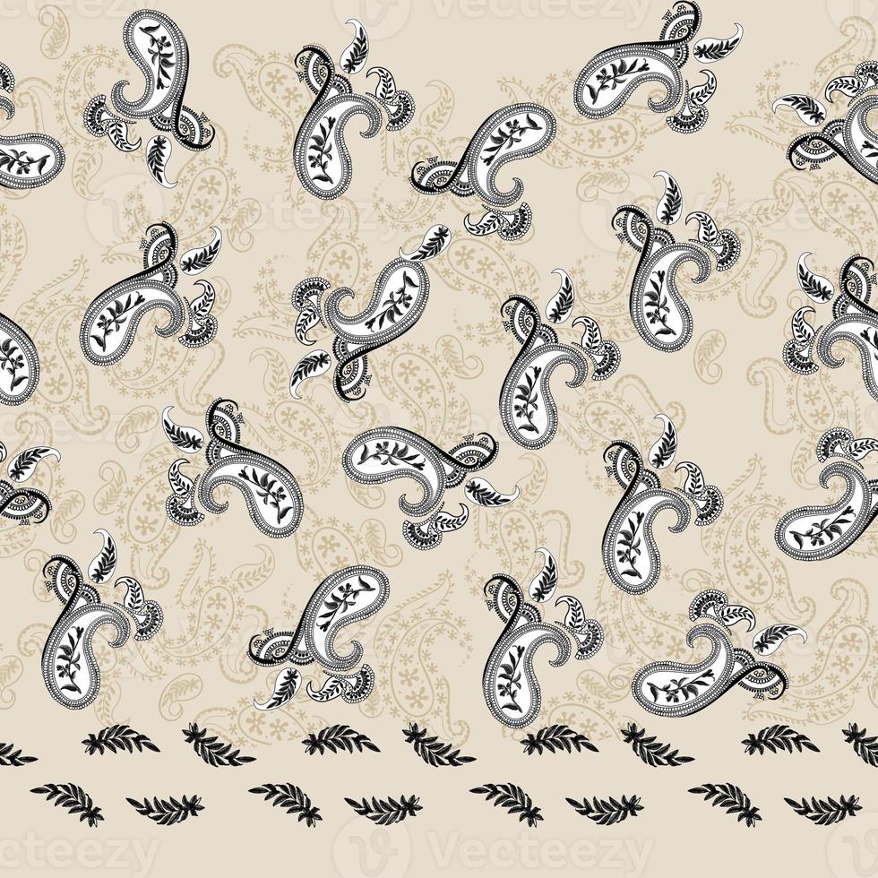 Paisley pattern with border in a boho style, perfect for textile, and elegant decoration photo