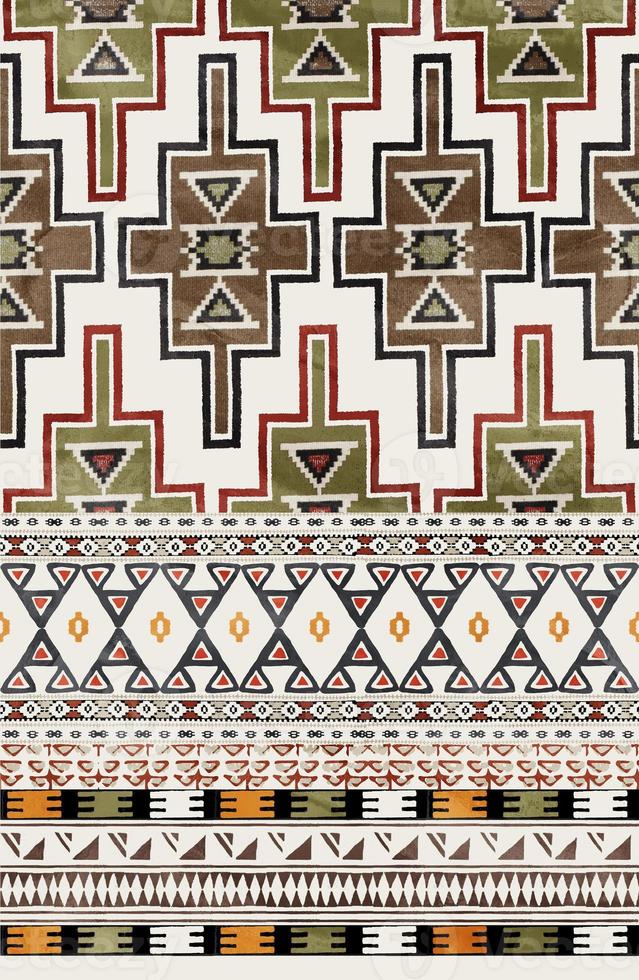 Ethnic border PATTERN. Design with fabric simulation, boho ethnic style, perfect for decoration and textile photo