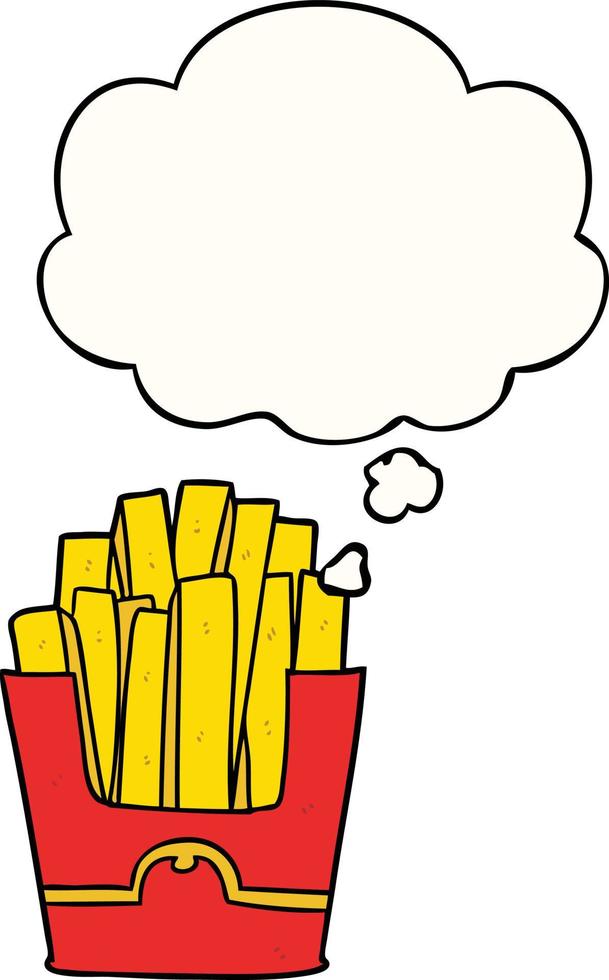 cartoon fries and thought bubble vector