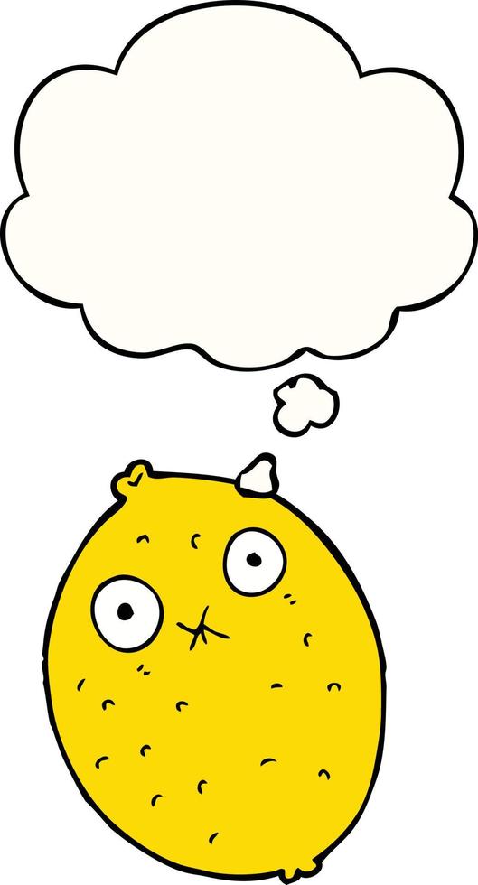 cartoon bitter lemon and thought bubble vector